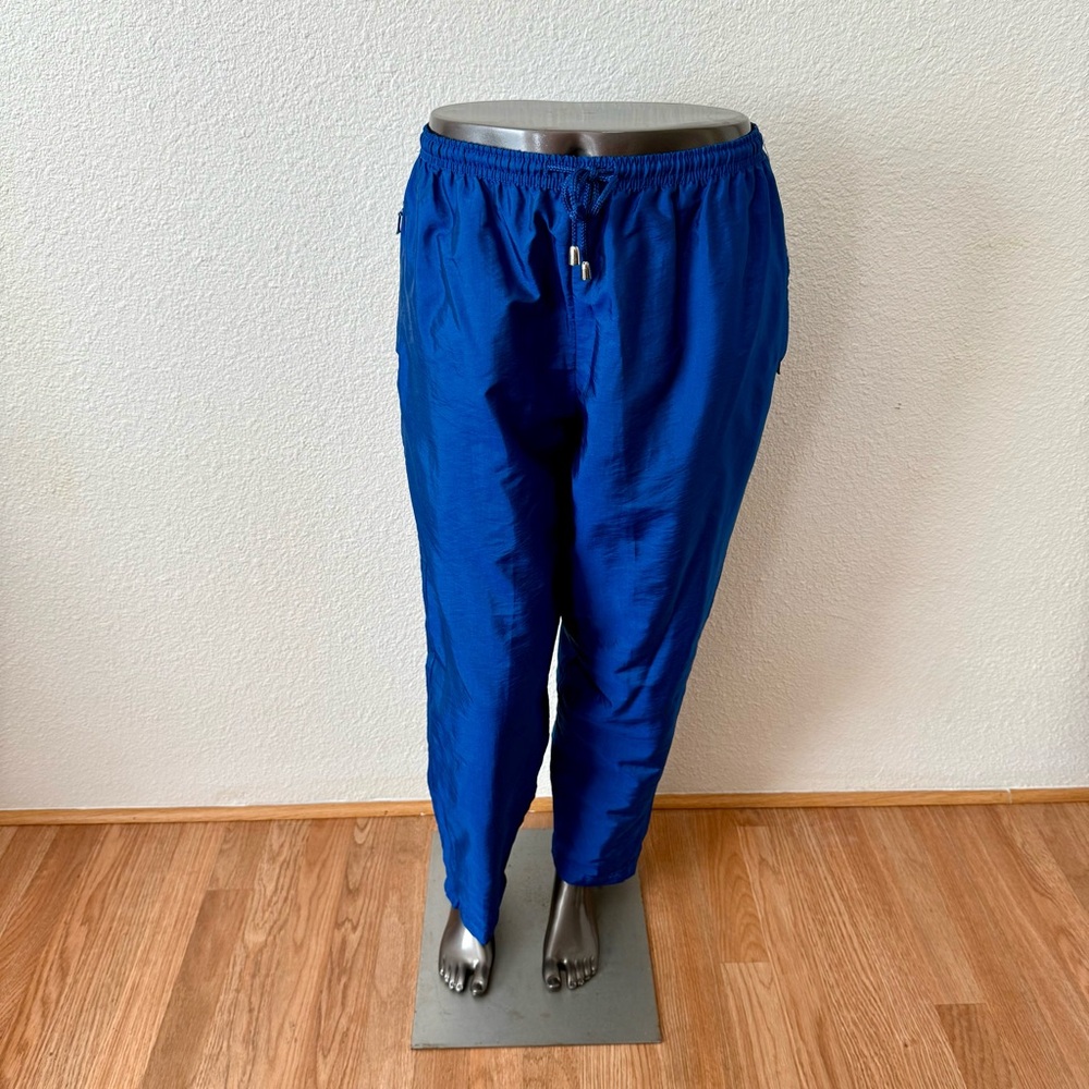 Vintage Catalina Nylon Windbreaker Drawstring Blue Track Pants Size S Petite